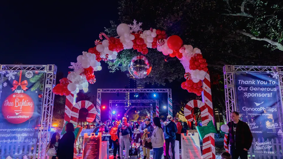 Blue Atlas Tree Lighting Entrance