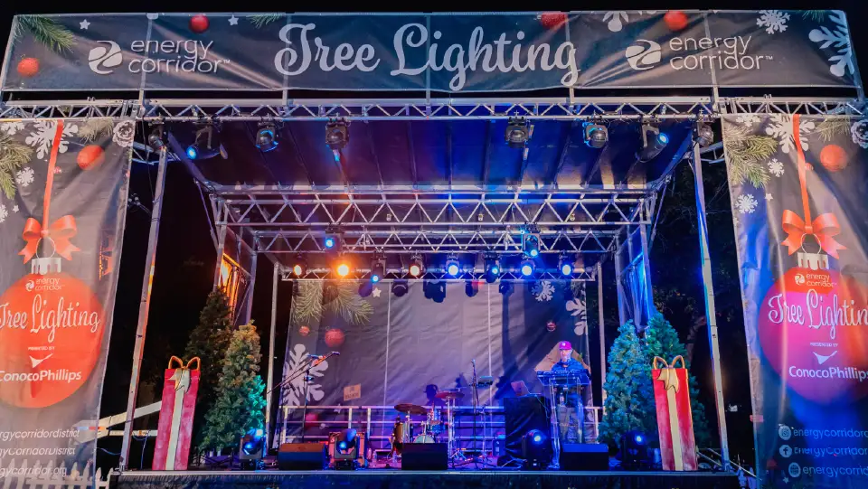 Blue Atlas Tree Lighting Stage