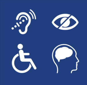 Common types of disabilities - auditory, visual, physical, cognitive