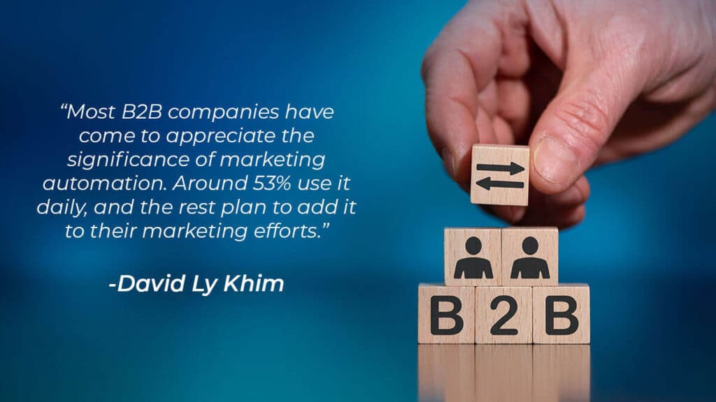An image showing a survey quote about B2b marketing automation